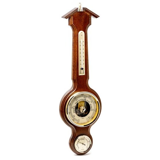 Barometr s teplměrem a vlhkoměrem na dřevěné podložce 4673-12
