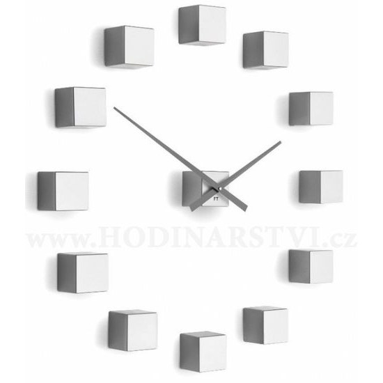 Designové nástěnné nalepovací hodiny Future Time FT3000SI Cubic silver