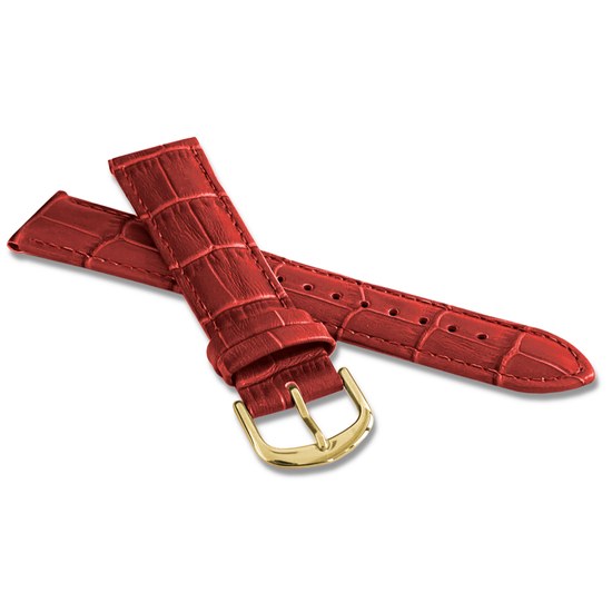 Červený prošitý řemínek CROCO se zlatou sponou - 20