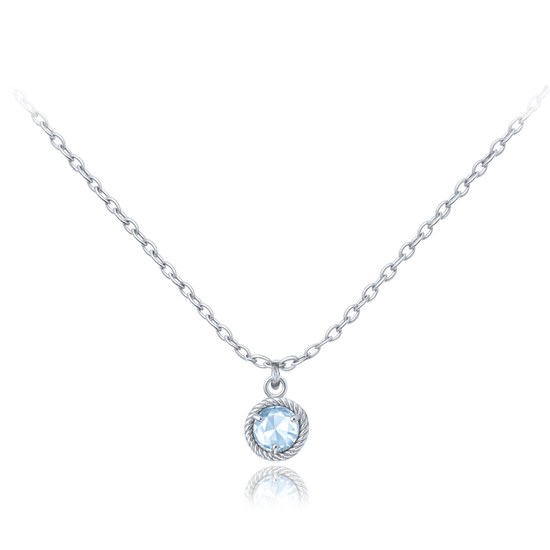 MINET Decentní náhrdelník z bílého zlata s modrým zirkonem Au 585/1000 1,55g