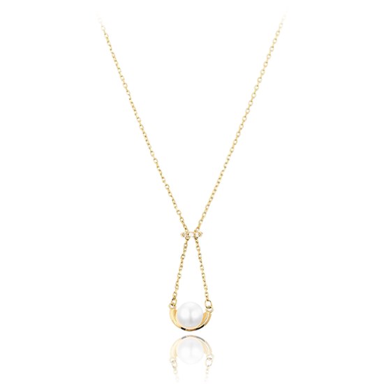 MINET Zlatý náhrdelník s přirodní perlou Au 585/1000 2,30g