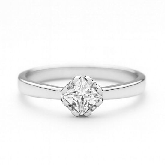 Zlatý 585/1000 prsten z bílého zlata se zirkonem 10319