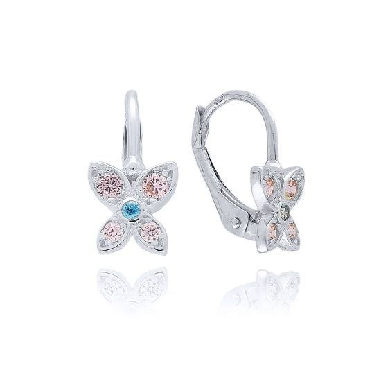 MOISS dětské náušnice z bílého zlata MOTÝL