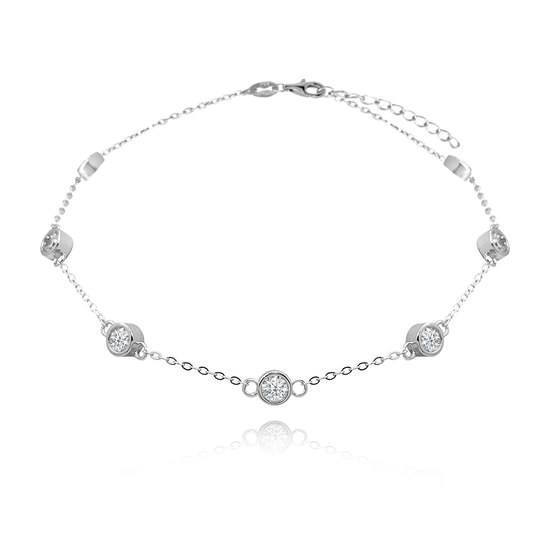 MINET Stříbrný řetízek na kotník se zirkony