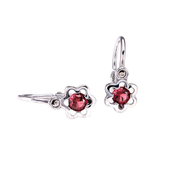 Zlaté 585/1000 náušnice z bílého zlata kytičky se zirkonem 6018RB