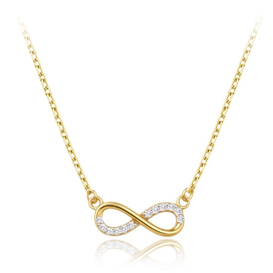 MINET Elegantní zlatý náhrdelník nekonečno s bílými zirkony Au 585/1000 1,85g