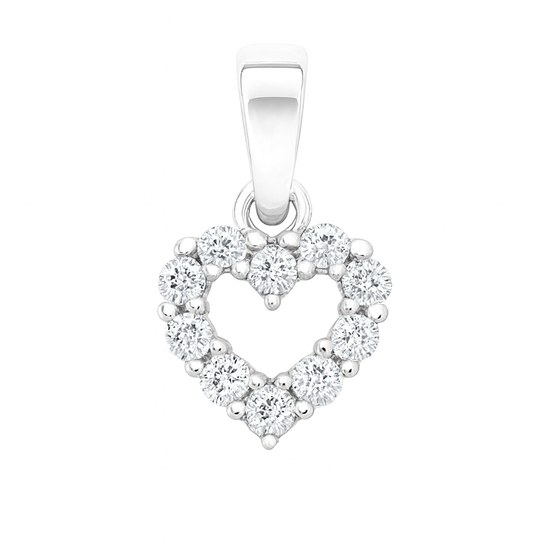 Zlatý 585/1000 přívěs z bílého zlata Srdce se zirkony TU-4066