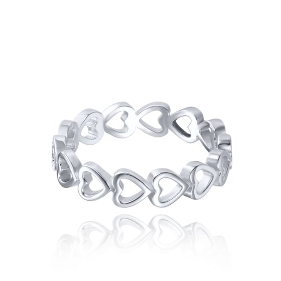 MINET Stříbrný prsten se srdíčky