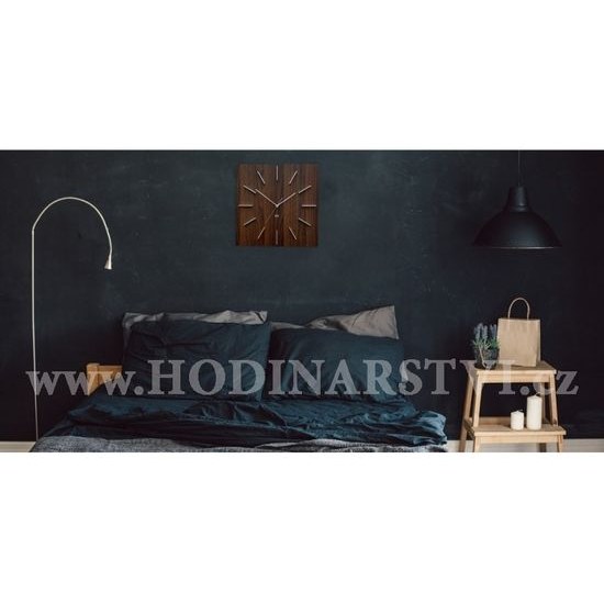 Designové nástěnné hodiny Future Time FT1010WE Square dark natural brown 40cm