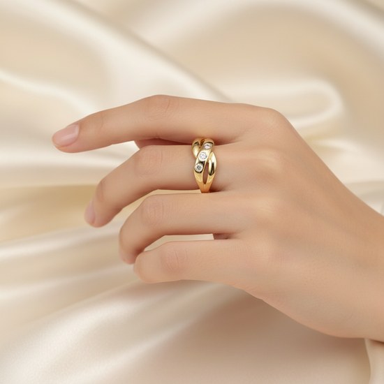 Zlatý 585/1000 prsten se zirkony TU-5003