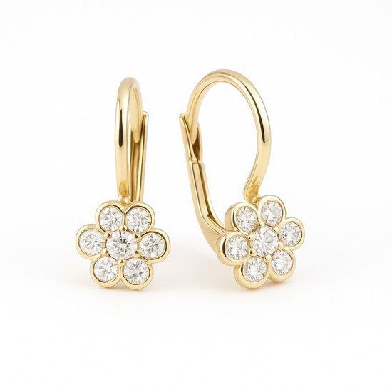 Zlaté náušnice se zirkony klapkové