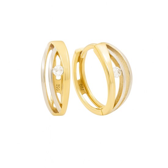 Zlaté 585/1000 náušnice kruhy se zirkony