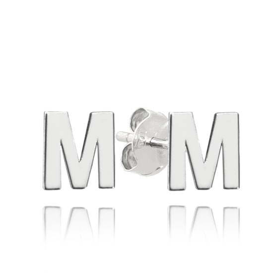 MINET Stříbrné náušnice písmeno "M"