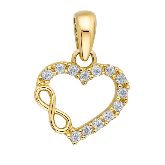 Zlatý 585/1000 přívěs Srdce se zirkony TU-4004
