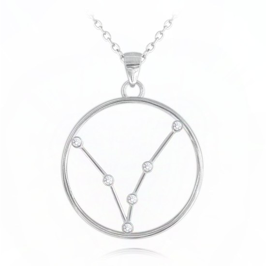 MINET Stříbrný náhrdelník Stars zvěrokruh RYBY Czech Crystal