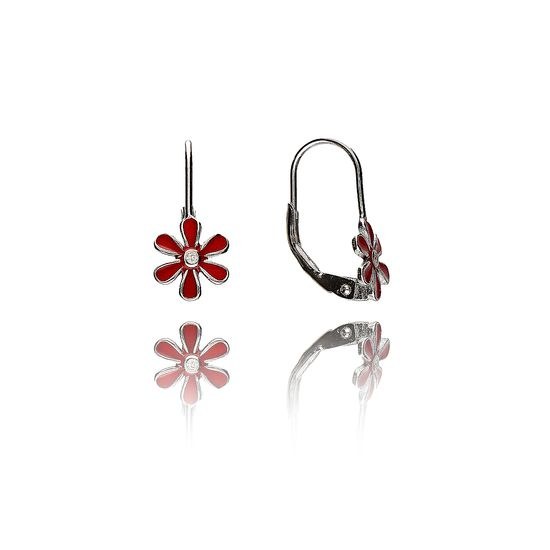 MOISS stříbrné náušnice SMALT KVĚTINA