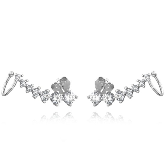 MINET Elegantní stříbrné náušnice s bílými zirkony