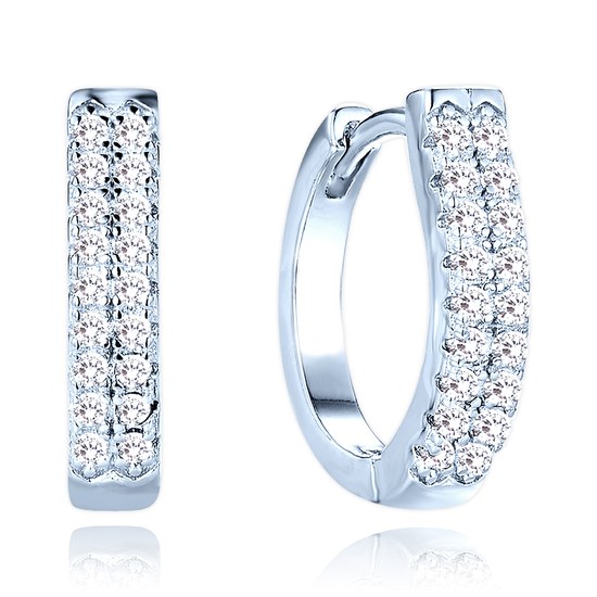 MINET Luxusní stříbrné náušnice s bílými zirkony