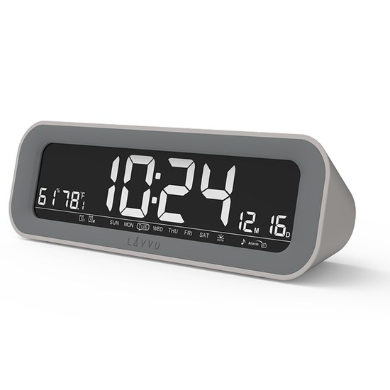 Šedý digitální budík LAVVU SMART do sítě s rádiem LAD4011