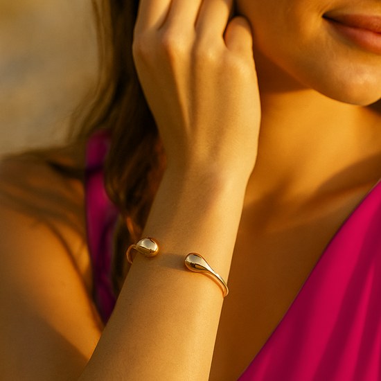 MINET Elegantní zlatý náramek s kapkami Au 585/1000 5,65g