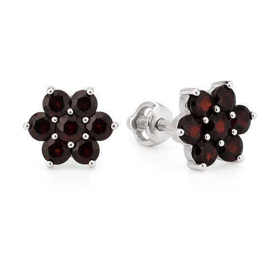 Stříbrné náušnice s Granáty - šroubek