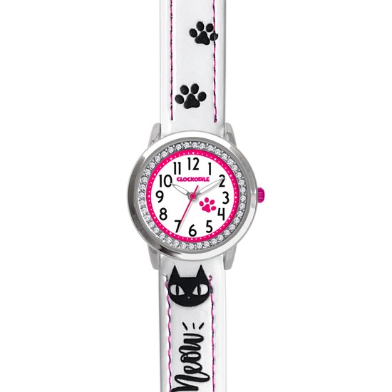 CLOCKODILE Bílé dívčí dětské hodinky KOČKY