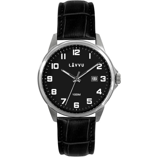 LAVVU Stříbrno-černé pánské hodinky ÖREBRO LWM0242