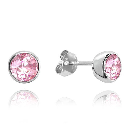 MINET Stříbrné náušnice PECKY s růžovými zirkony