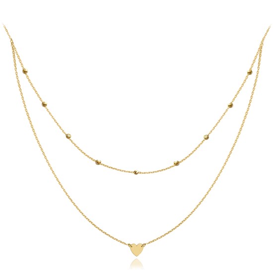 MINET Dvojitý zlatý náhrdelník se srdíčkem Au 585/1000 1,55g