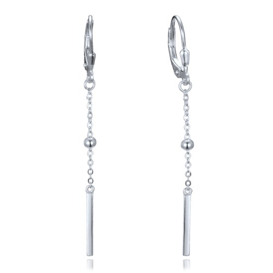 MINET Řetízkové stříbrné visací náušnice s kuličkami a tyčkami