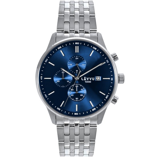 LAVVU Pánské hodinky YSTAD Chronograph Blue s vodotěsností 100M LWM0250