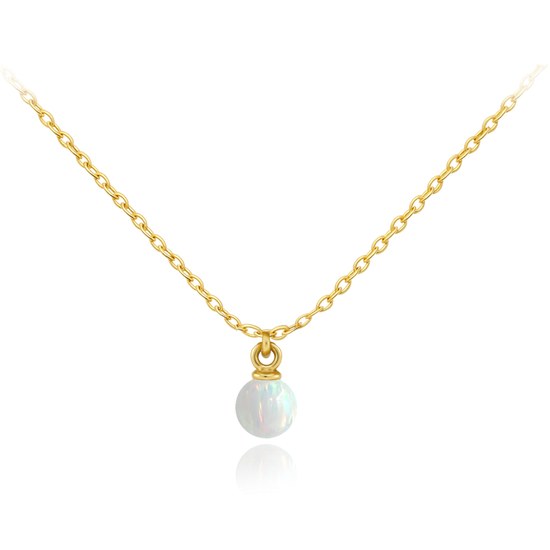 MINET Elegantní zlatý náhrdelník s bílým opálem Au 585/1000 1,55g