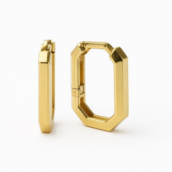 Zlaté 585/1000 náušnice "hranaté" kruhy