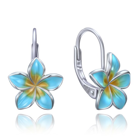 MINET Moderní stříbrné náušnice modré kytičky