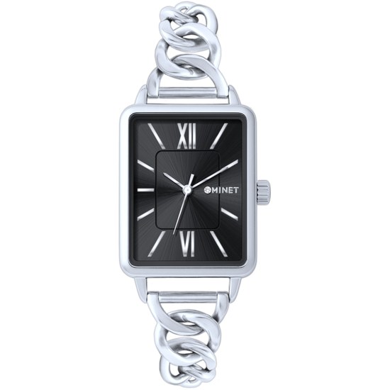 MINET Stříbrno-černé dámské hodinky SIENA MWL5410