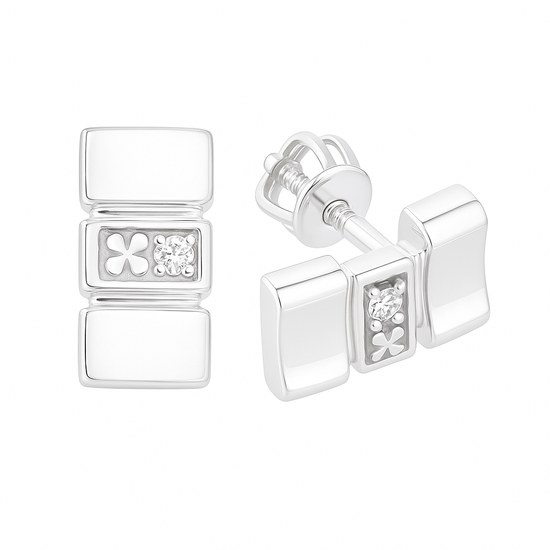 Zlaté náušnice z bílého zlata se zirkonem šroubkové