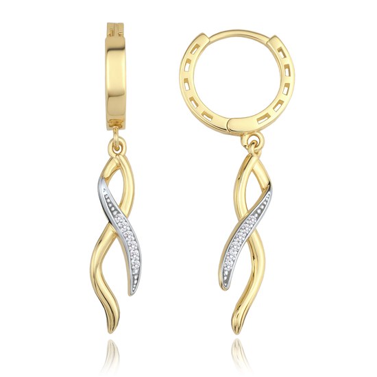 MINET Elegantní zlaté náušnice s bílými zirkony Au 585/1000 2,35g