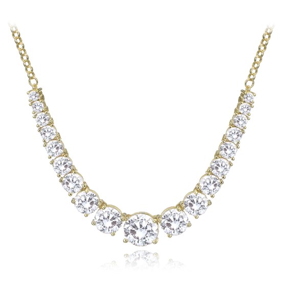 MINET Luxusní pozlacený stříbrný náhrdelník s bílými zirkony Ag 925/1000 15,95g