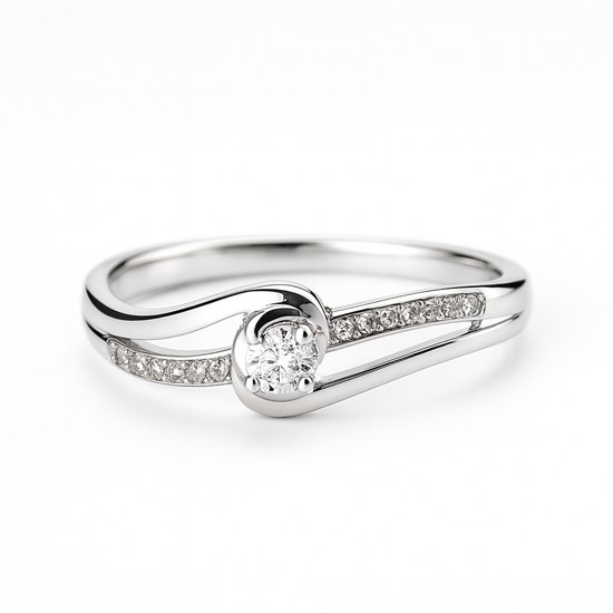 Zlatý 585/1000 prsten z bílého zlata s brilianty 386.1835 0,09ct