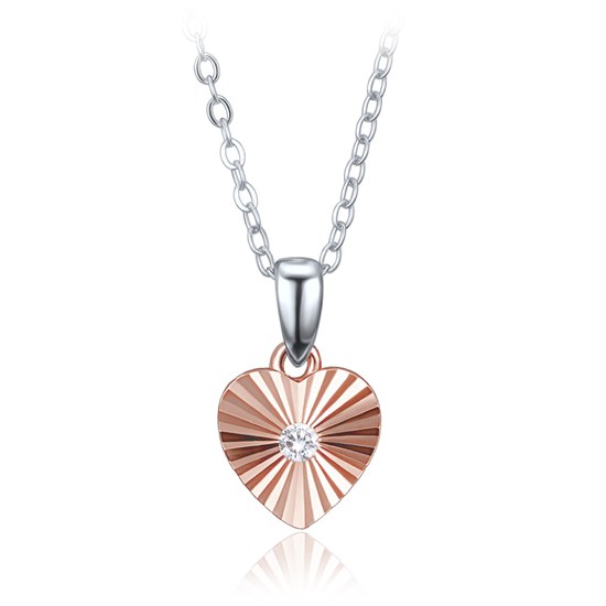 MINET Decentní rosegold stříbrný 925/1000 náhrdelník srdce se zirkonem JMAS0325RN45