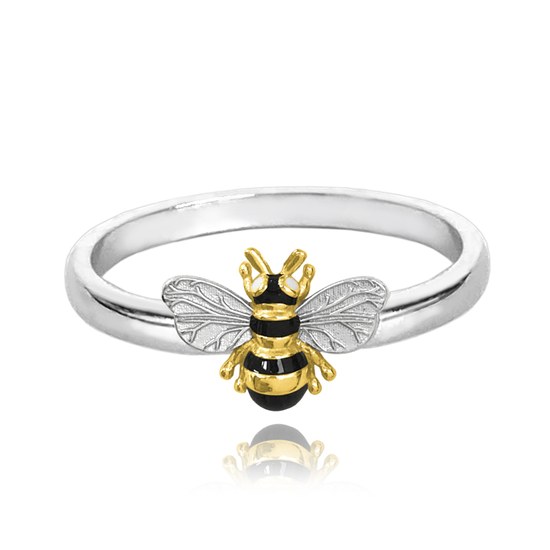MINET Pozlacený stříbrný prsten VČELKA JMAS5056GR