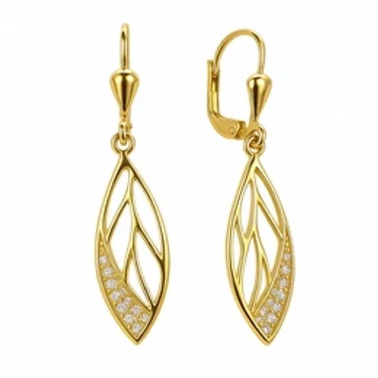 Zlaté visací náušnice se zirkony klapkové