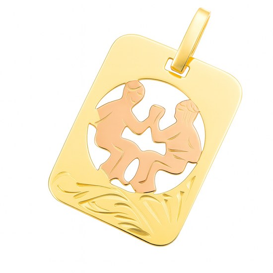 Zlatý přívěsek ze žlutého a červeného zlata zvěrokruh Blíženci