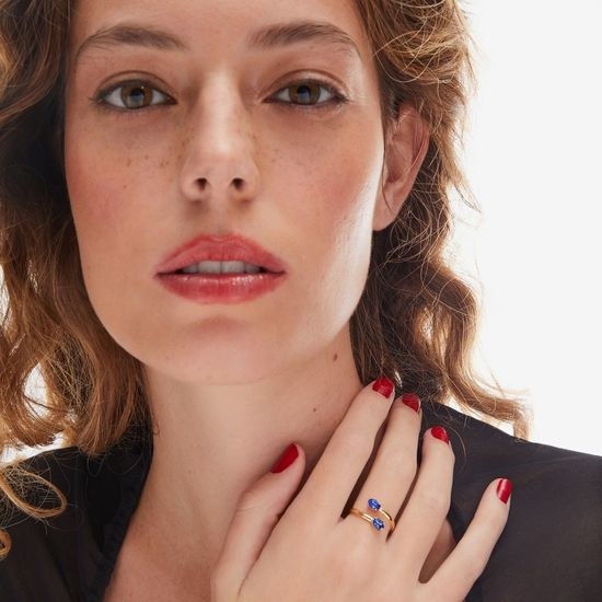 Victoria Cruz A4503-08DA - stříbrný nastavitelný prsten - pozlacený