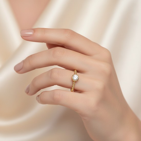 MINET Luxusní zlatý prsten s bílým zirkonem Au 585/1000 vel. 53 - 1,25g