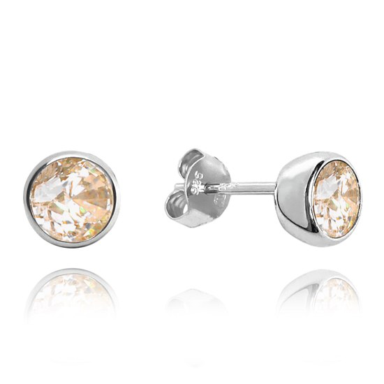 MINET Stříbrné náušnice PECKY se žlutými zirkony