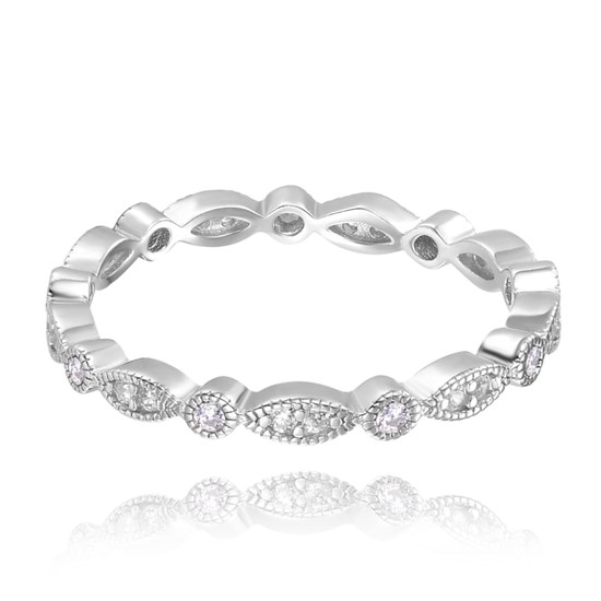 MINET Stříbrný prsten s bílými zirkony