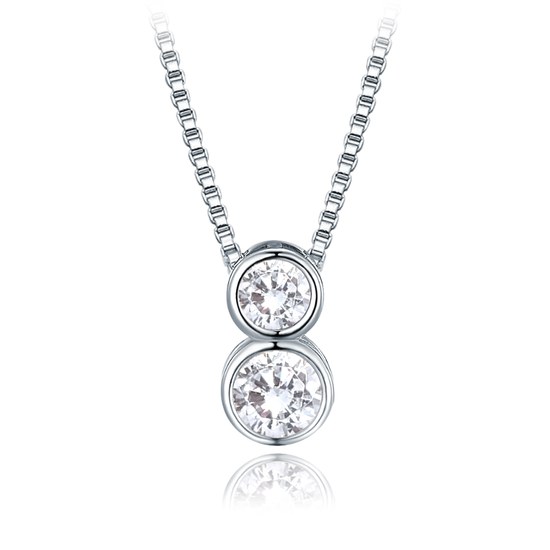 MINET Elegantní stříbrný náhrdelník s bílými zirkony
