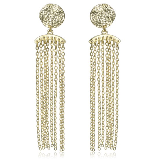 MINET Pozlacené řetízkové stříbrné visací náušnice