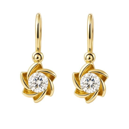 Zlaté naušnice kytičky bílé brizura